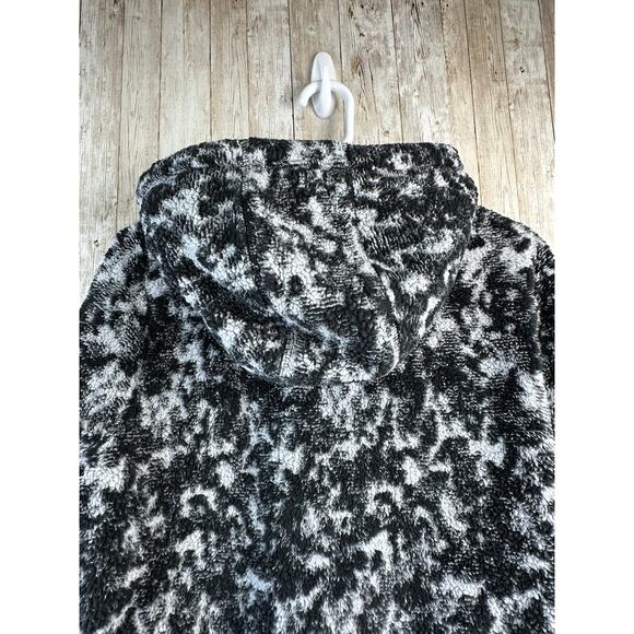 Athleta Tugga Hoodie Womens‎ S Gray Black Animal Print Thumb Fleece Sweatshirt - Picture 8 of 11